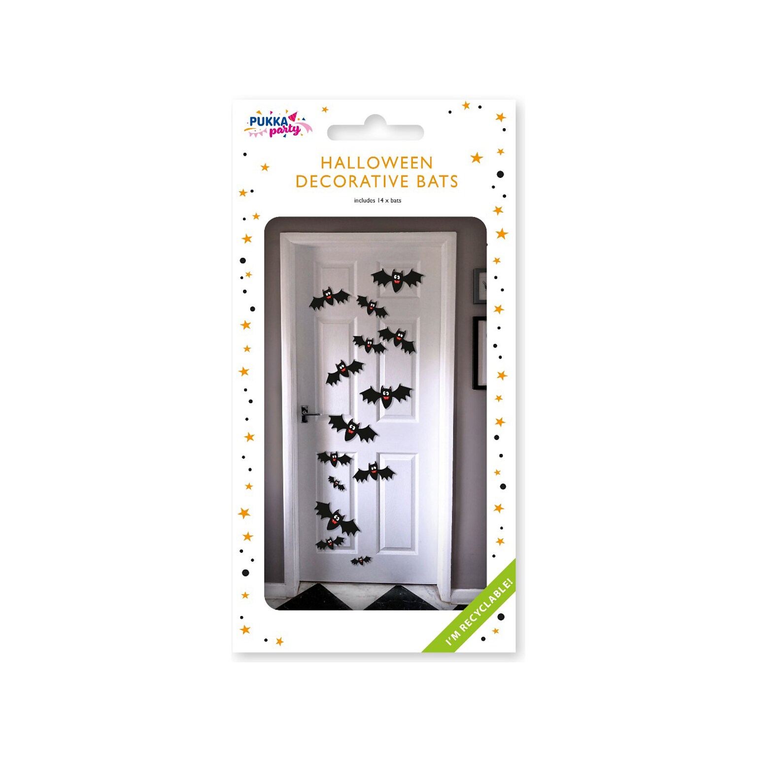 Pukka Party Halloween Door Bats, Black, 14/Pack (PTY436)