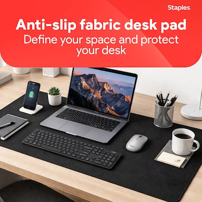 Staples TECH Anti-Slip Fabric Desk Pad, 31.5 x 15.7, Black (ST62543)