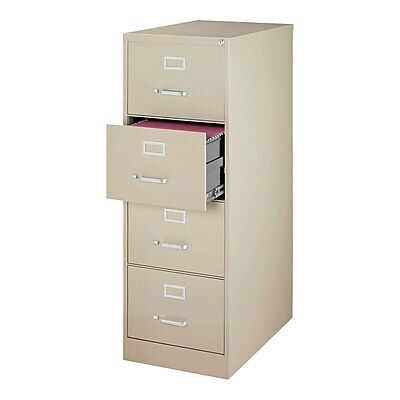 Quill Brand® Commercial 4 File Drawer Vertical File Cabinet, Locking, Putty/Beige, Legal, 26.5D (13449D)