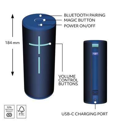 Ultimate Ears BOOM 4 Wireless Portable Bluetooth Speaker, Cobalt Blue (984-001967)