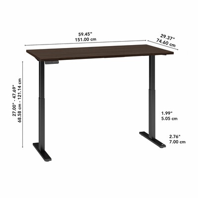 Bush Business Furniture Move 60 Series 60"W Electric Height Adjustable Standing Desk, Black Walnut/Black (M6S6030BWBK)