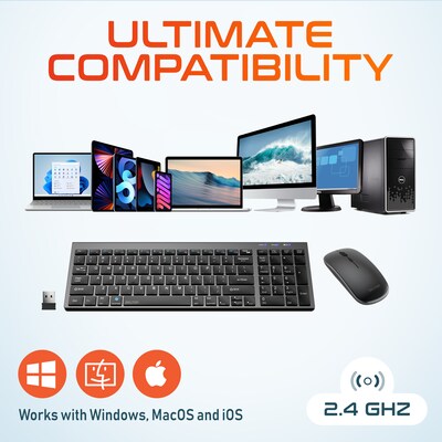 Delton N36 Wireless Keyboard and Optical Mouse Combo, Black (DKMN36-WB)