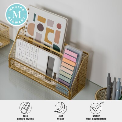 Martha Stewart Ryder 6-Piece Mesh Metal Desktop Organizer Set, Gold (HHOHD146GLD)