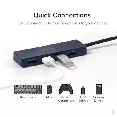 Plugable 4 Port USB Hub 3.0, USB Splitter for Laptop (USB3-HUB4A)