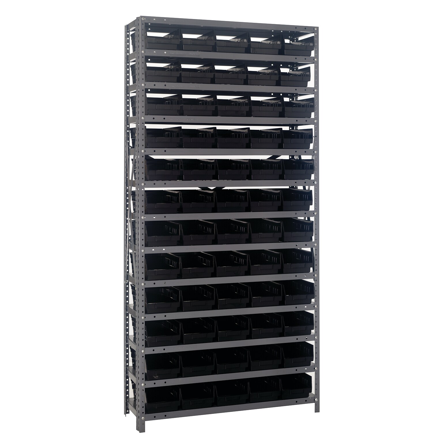 Quantum Storage Systems 12-Shelf Bin Unit, 18 x 36 x 75, Black (1875-104-Bk)