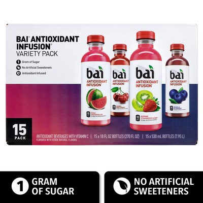 Bai Water Sunset Variety Pack, 18 oz., 15/Pack (2360)