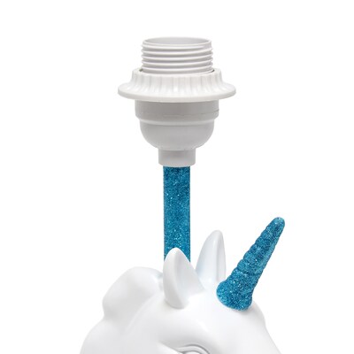 Creekwood Home Whimsilux 15.5" LED Table Lamp, White/Blue Glitter (CWT-2023-BL)