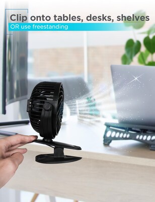 Black & Decker 4" Clip Fans, 3-Speed, Black, 2/Pack (BFDC42PK)