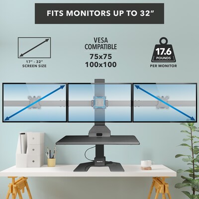 Mount-It! 28"W Adjustable Triple Monitor Mount, Black (MI-7983)
