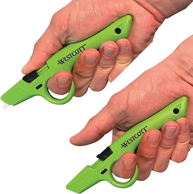 Westcott Full Size Retractable Box Cutter, Green, 6/Box (17530)