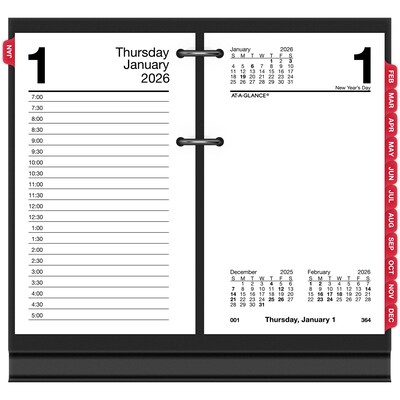 2026 AT-A-GLANCE 6" x 3.5" Daily Calendar Refill Pages, White/Black (E717T-50-26)