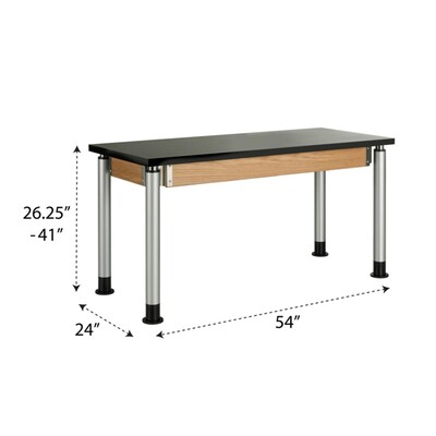 Diversified Woodcrafts Uplift! Hybrid ADA Rectangular Science Table, 54 x 24, Height Adjustable, Black/Oak (P8202K)