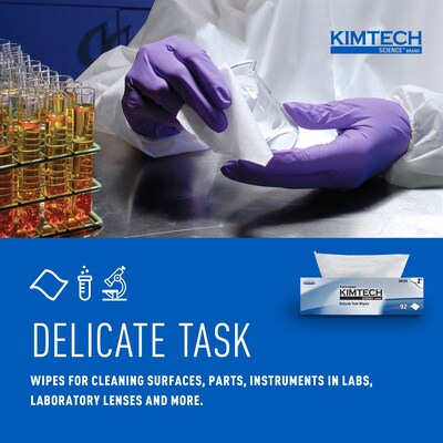Kimtech Science Kimwipes Delicate Task Fabric Cleaning Wipers, White, 92 Wipers/Box, 15/Carton (34721)