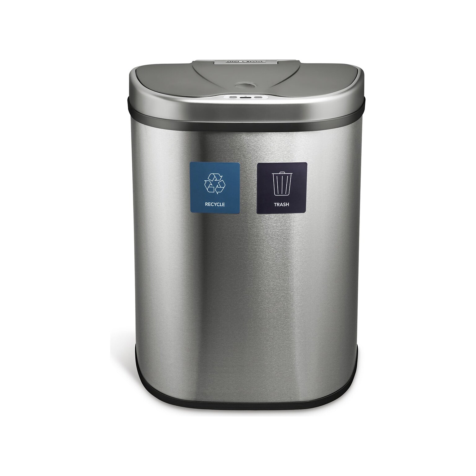 Nine Stars Stainless Steel Dual-Compartment Motion Sensor Trash Can, 18.5-Gallon, Silver (DZT-70-R3)