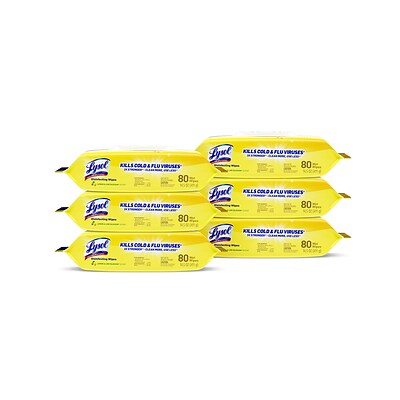 Lysol Disinfecting Wipes, Lemon & Lime Blossom 80 Wipes/Flat Pack, 6 Packs/Carton (1920099716)