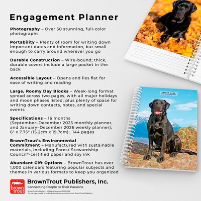 2026 BrownTrout Black Labrador Retrievers 6.5" x 7.75" Weekly Planner (9798330704231)