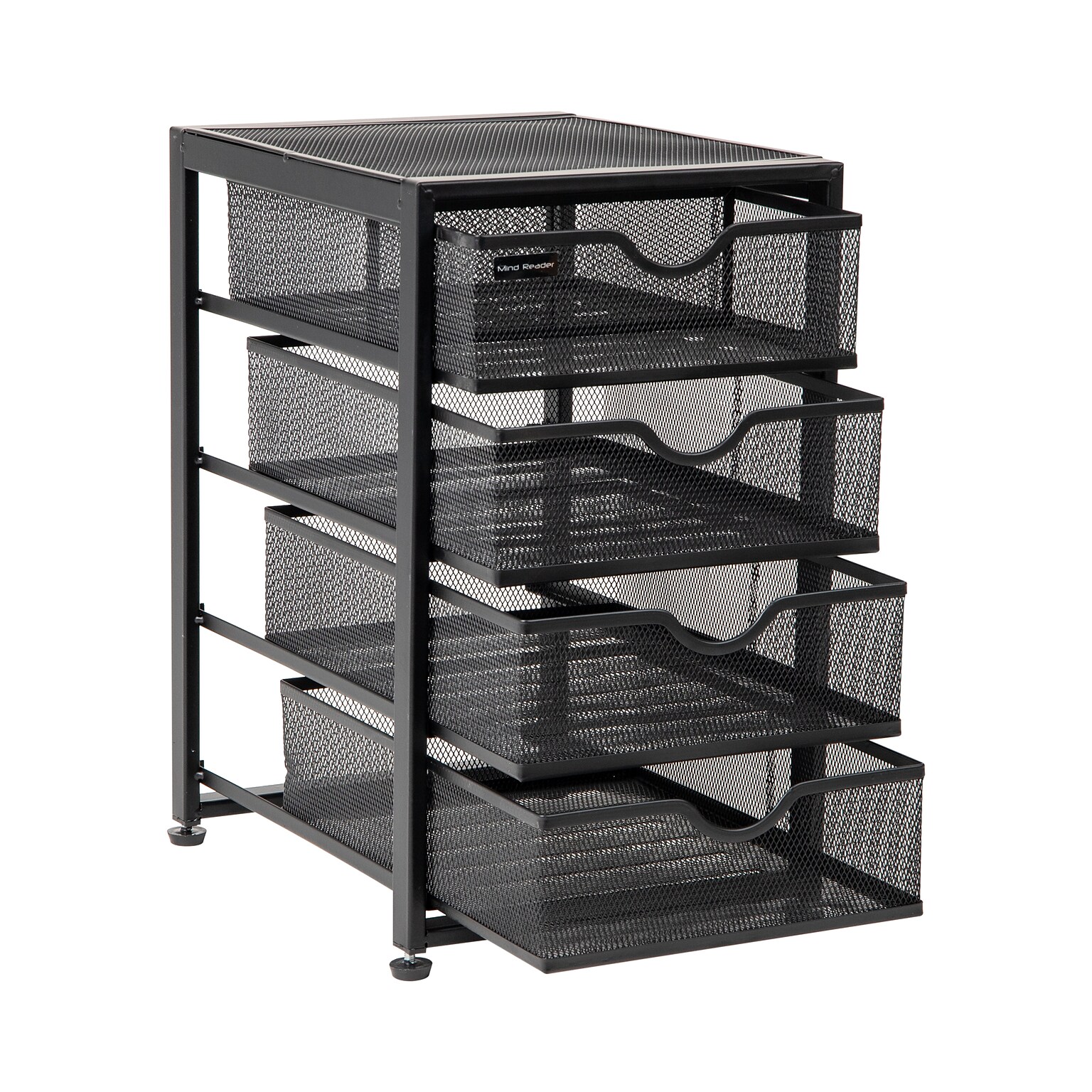 Mind Reader 4-Drawer Desktop Storage, Metal Mesh, Black (4TMCA-BLK)