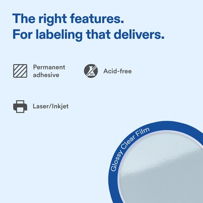 Avery Square Laser/Inkjet Multipurpose Labels, 2 x 2, Clear, 20 Labels/Sheet, 10 Sheets/Pack (19479311175)