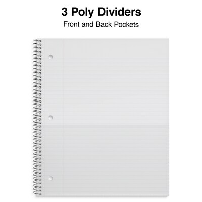 Staples Premium Poly 3-Subject Notebook, 8.5" x 11", College Ruled, 150 Sheets, Red (ST58315)