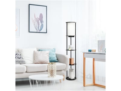 Simple Designs 62.5" Matte Black Floor Lamp with Cylindrical Shade (LF2010-BLK)
