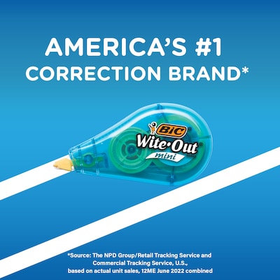 BIC Wite-Out Mini Correction Tape, White, 3/Pack (WOTMP31-WHI)