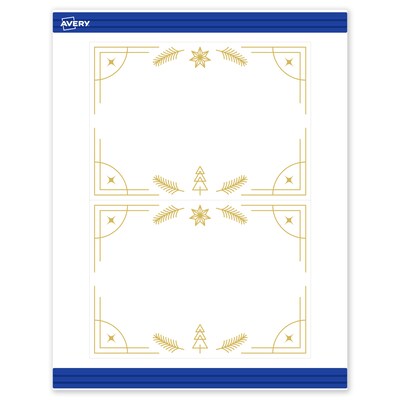 Avery Gold-White Christmas Trees General Use Blank Cards, White, 20/Pack (S00-FE0)