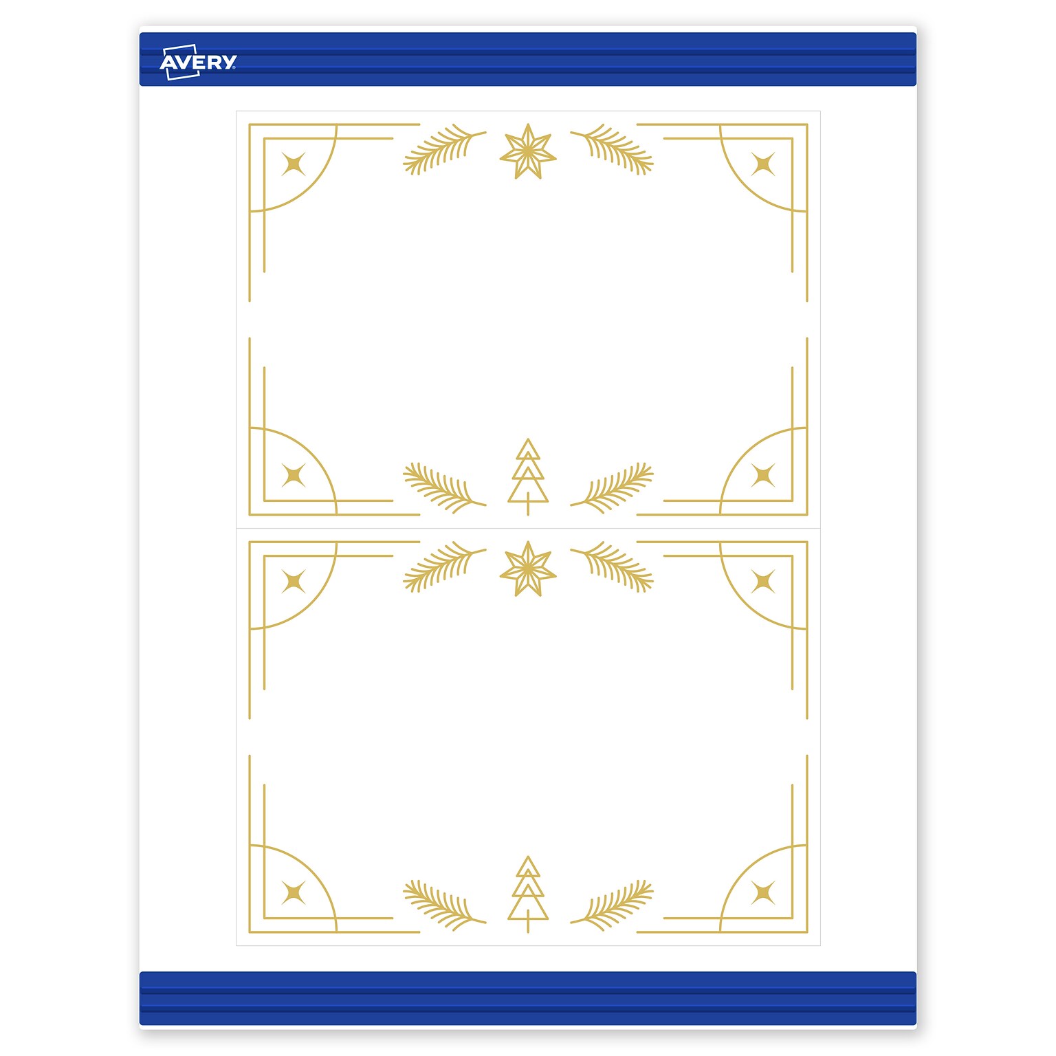 Avery Gold-White Christmas Trees General Use Blank Cards, White, 20/Pack (S00-FE0)