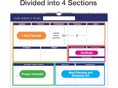 Global Printed Products 17" x 13" Weekly Planner, White/Blue (SPLS-0079)