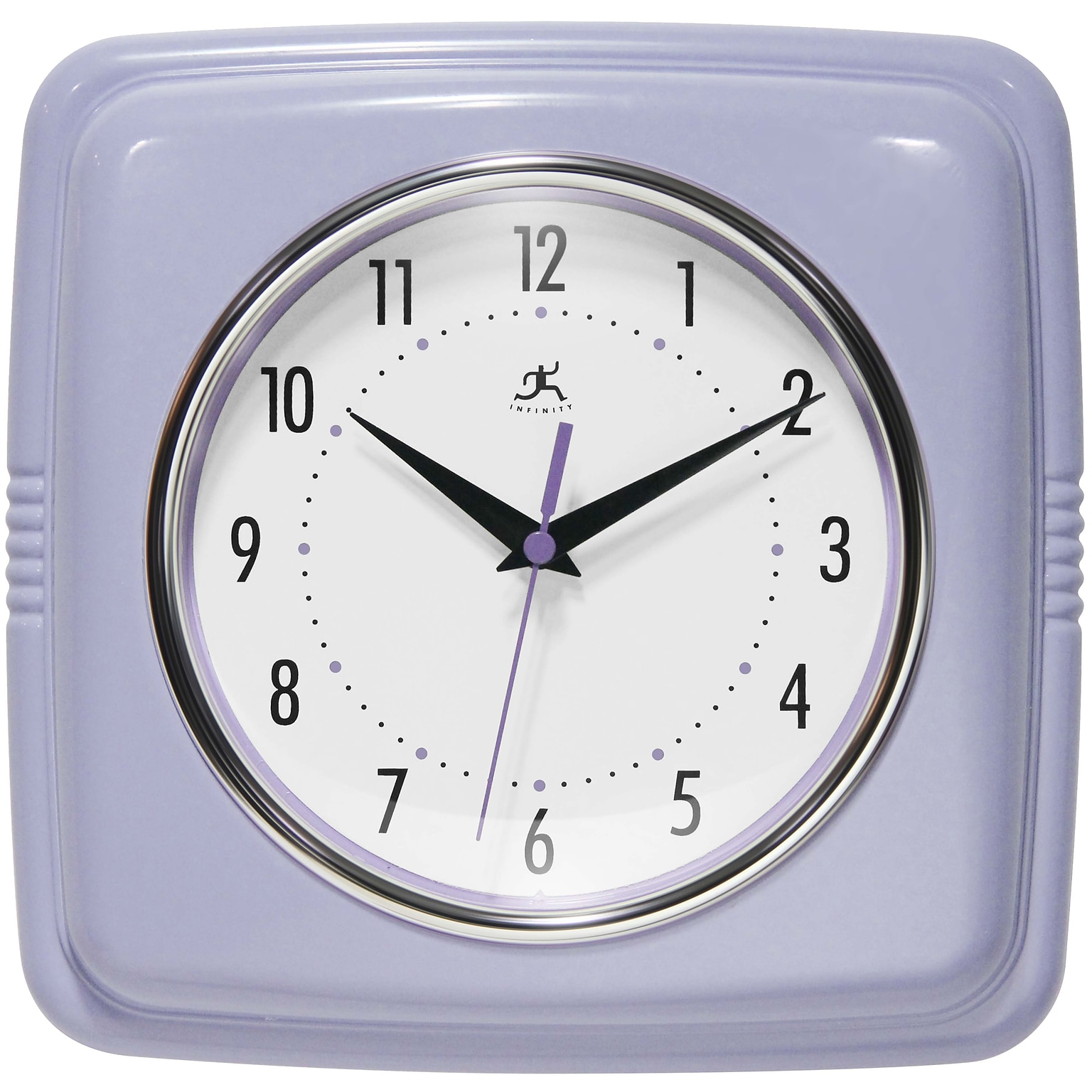 Infinity Instruments Square Retro Lilac Wall Clock, 9.25 (13228LR-4103)