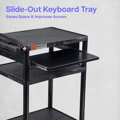 Luxor ENDURA AV 3-Shelf Media Utility Cart with Keyboard Tray and Electric Power, Black (LP34LE-B)