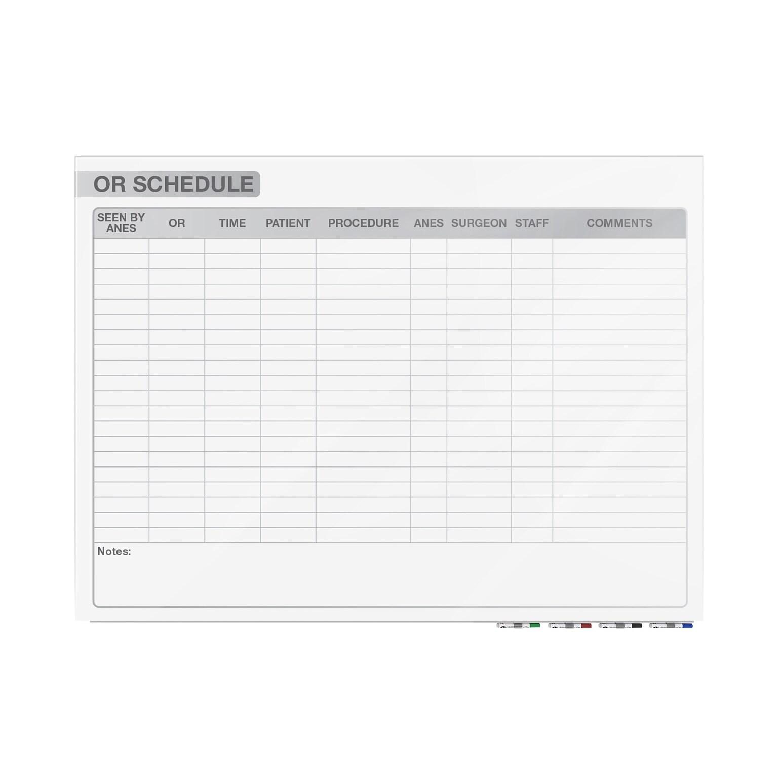 Ghent Aria OR Schedule Glass Dry-Erase Whiteboard, 4H x 6W (GRPARIASN13S-46)
