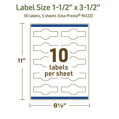 Avery Dissolvable Decorative Edge Multipurpose Labels, 1.5" x 3.5", Off-white, 50/Pack (94122)