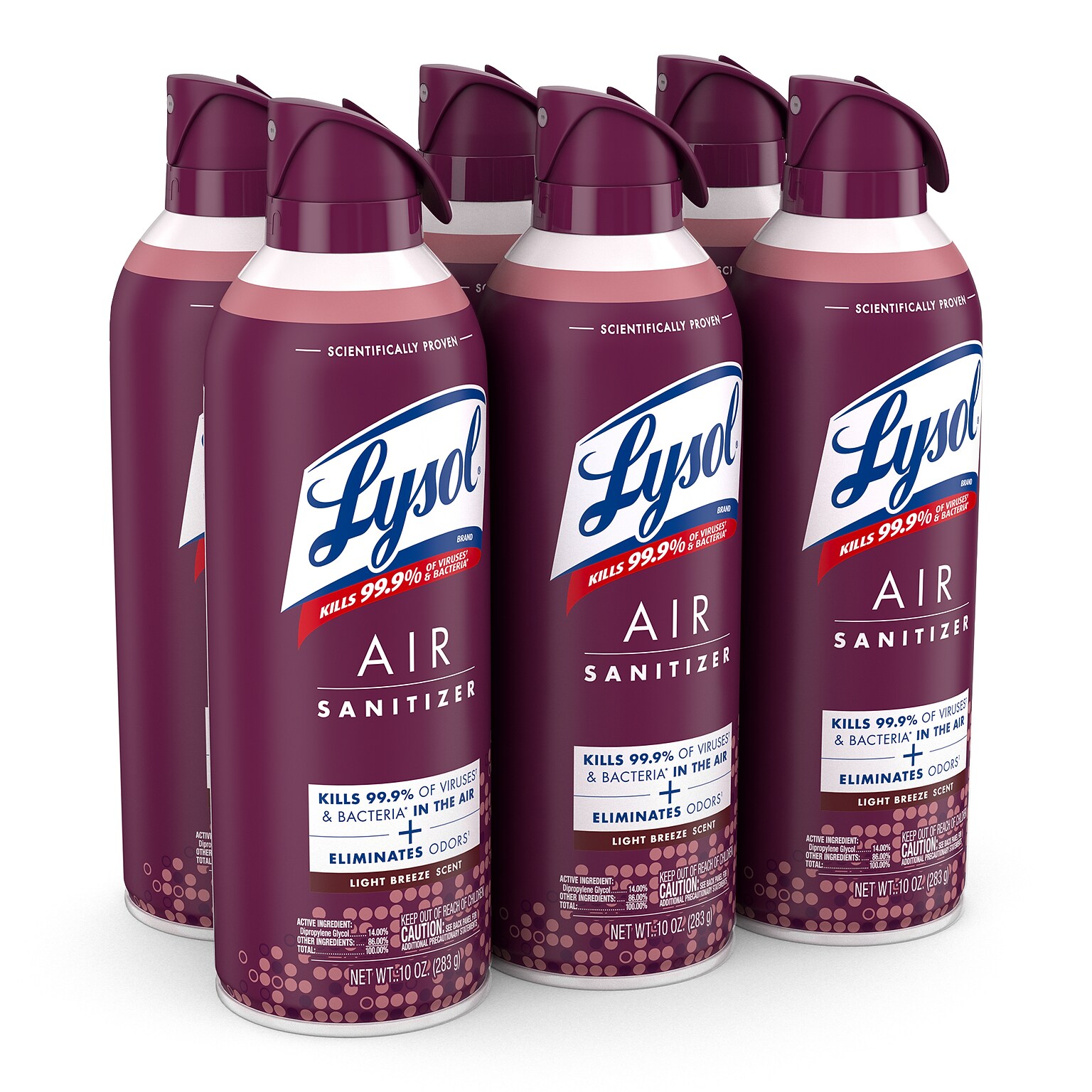 Lysol Air Sanitizer Handheld, Light Breeze Scent, 6/Carton (19200-99394CT)