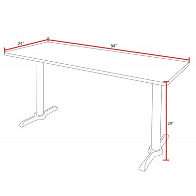Regency Cain Steel T-Base Training Seminar Table, 84" x 24", Neo Walnut/Black Base (MTRCT8424NW)