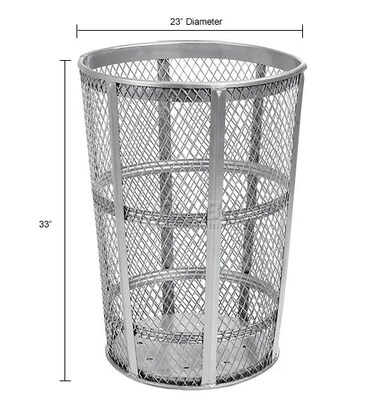 Global Industrial Outdoor Steel Mesh Corrosion-Resistant Trash Can, 48 Gallon, Silver (237633)