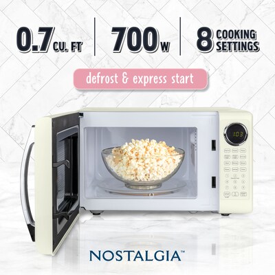 Nostalgia Retro 0.7 cu. ft. Countertop Microwave, Ivory (NRMOPMSW7IVY6A)