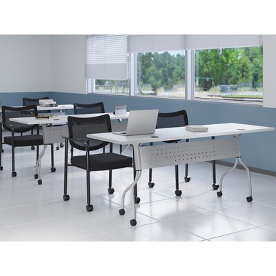Lorell 72"W x 23.6"D Foldable Flip Top Training Table, Melamine, With Wheels, White (LLR60743)