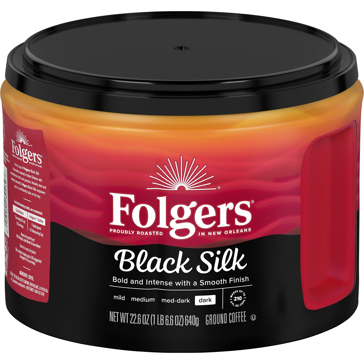 Folgers Black Silk Ground Coffee, Dark Roast, 22.6 oz., Each (SMU30439)