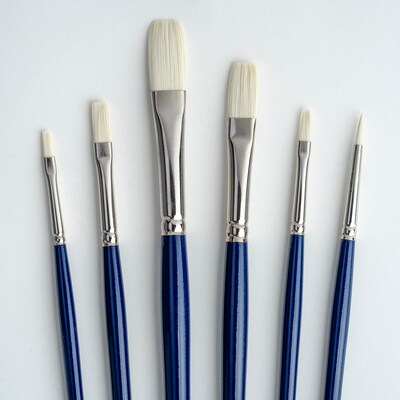 Silver Brush Bristlon Flat Brush Set, 6/Pack (SLVBR1951)
