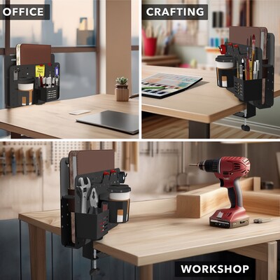 Mount-It! 360° Rotating Pegboard and Document Organizer with Accessories for Desks, Black (MI-7301BLK)