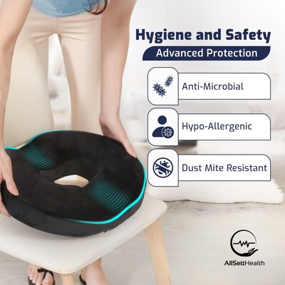 AllSett Health Donut Coccyx and Hemorrhoid Pillow with Non-Slip Washable Cover (ASH0HP2)