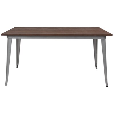 Flash Furniture Metal/Wood Restaurant Dining Table, 30.5"H, Silver (CH6101029M1SIL)