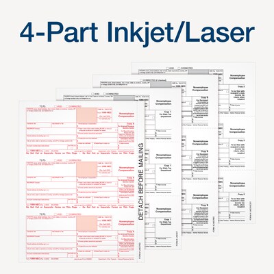 Adams 2025 1099-NEC Tax Forms Kit, 4-Part, 3-Up, A, 1, B & 2, 50/Pack (STAX550NEC-25)