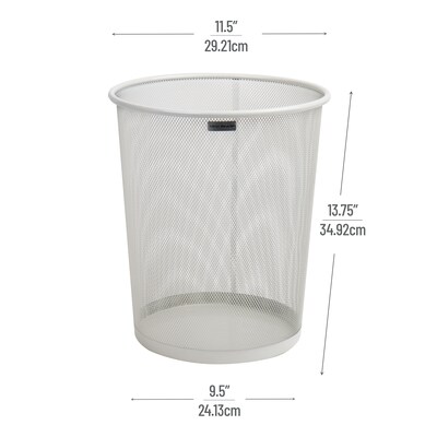 Mind Reader Metal Mesh Trash Can Without Lid, 4.4 Gallon, White (1CIRGA-WHT)
