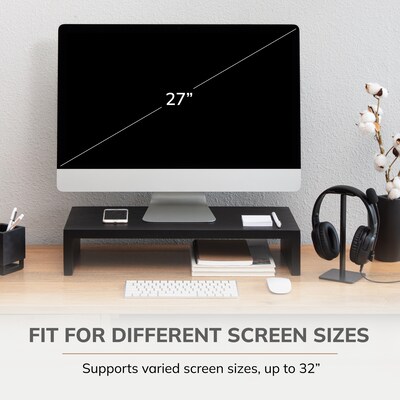 Anji Mountain Mango Wood Monitor Stand, Up to 32" Monitor, Black (MS-FNG-BLK)