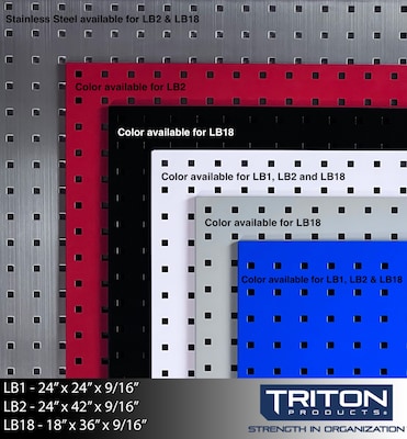 Triton Products Locboard 24" x 42-1/2" x 9/16" Steel Square Hole Pegboards, Set of 2 (LB2-W)