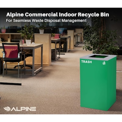 Alpine Industries Steel Recycling, Compost, and Trash Can Set, 29 Gallon, 3/Pack (ALP4450-BLK-KIT36)