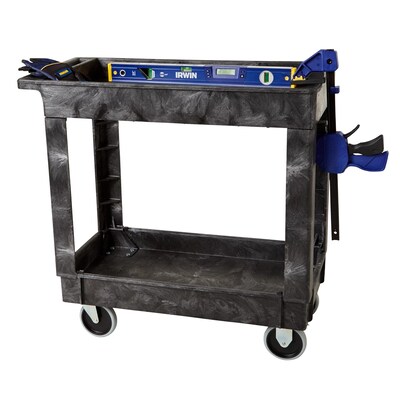 Rubbermaid 2-Shelf Plastic/Poly Mobile Utility Cart, Black (FG9T6600BLA)