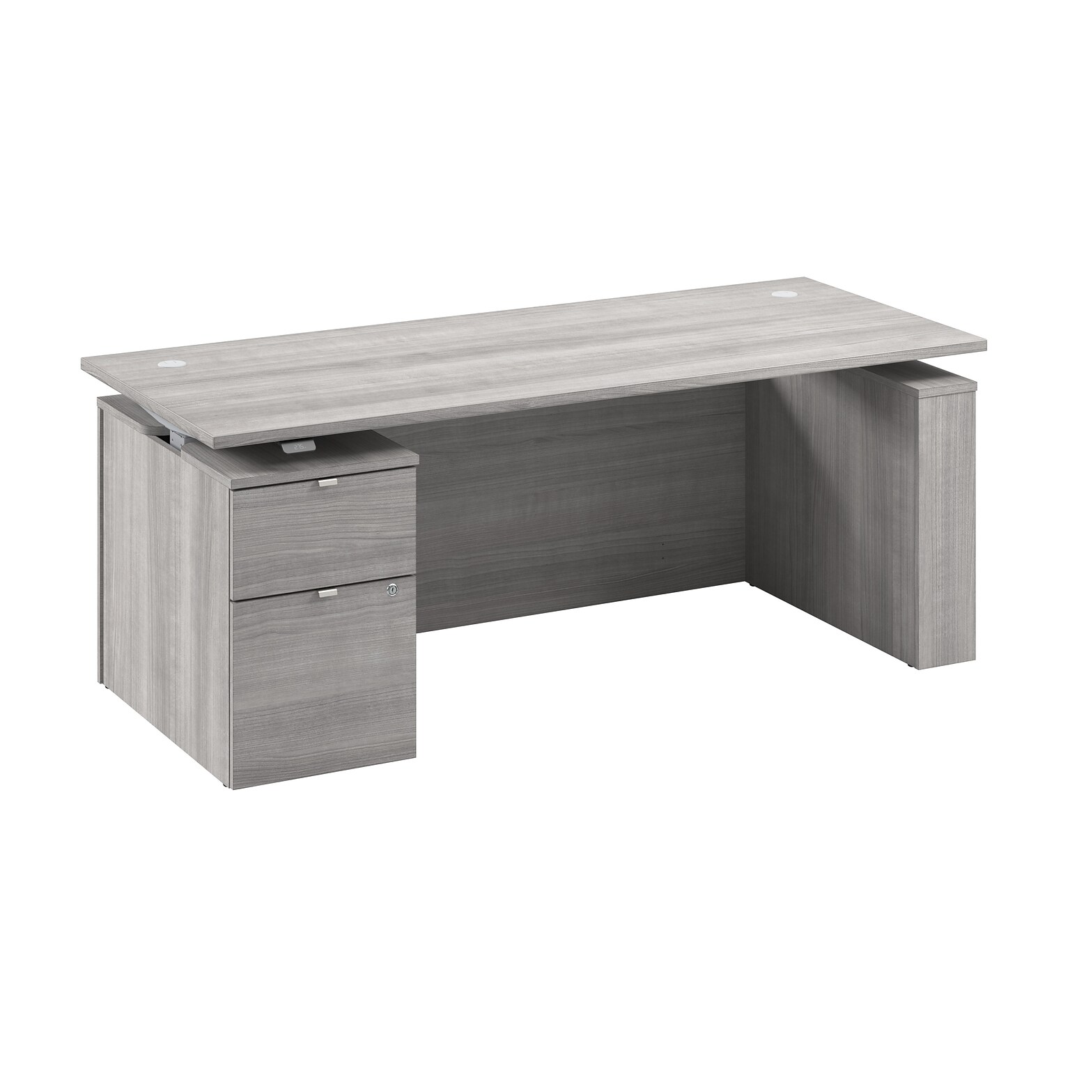 Bush Business Furniture Stratus 72W Electric Adjustable Standing Desk with File Cabinet, Platinum Gray (SUT008PG)