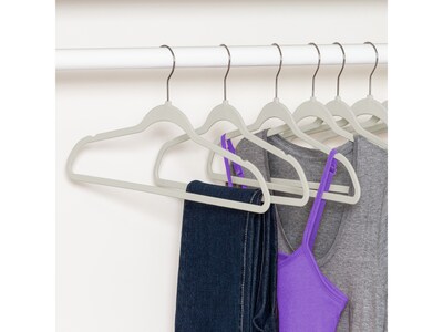 Honey-Can-Do Metal Slim-Profile Nonslip Velvet Hanger, Warm Gray, 25/Pack (HNG-09739)